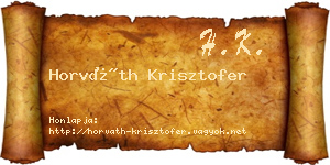 Horváth Krisztofer névjegykártya